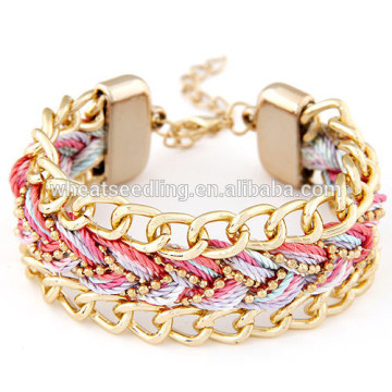 Online shop china Großhandel handgefertigte gewebte Armband Gold Kette Armband